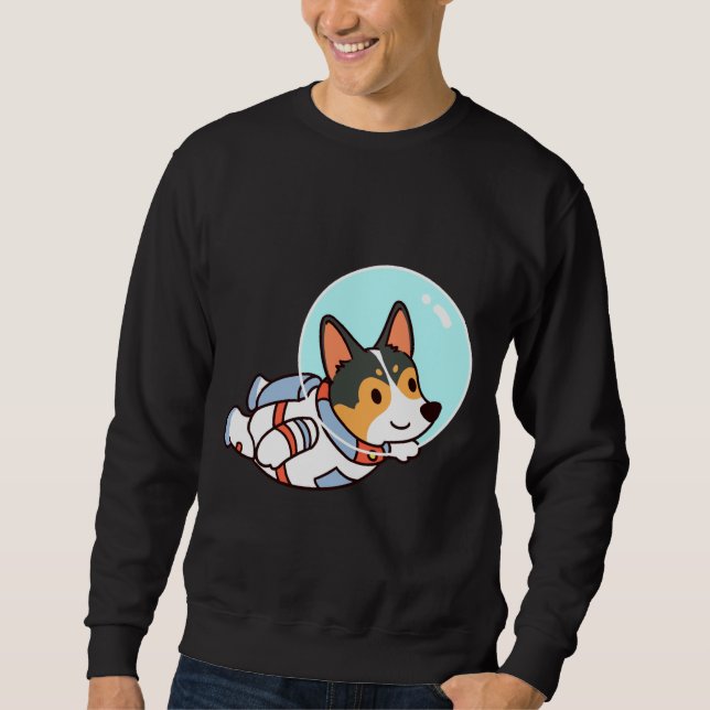 Sudadera Corgi tricolor astronauta (Anverso)