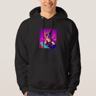 Sudadera Corgi Vaporwave DJ Dog Chicas estéticos masculinos