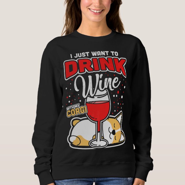 Sudadera Corgi Wine (Anverso)