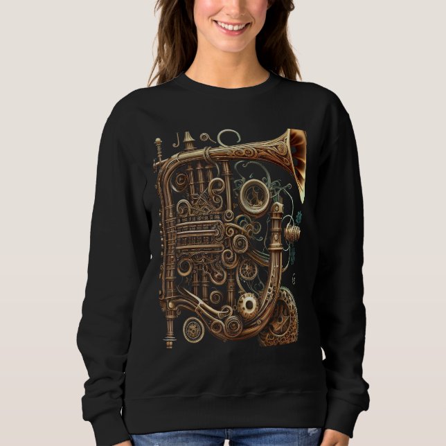 Sudadera Cornet  music instrument Graphic steampunk (Anverso)