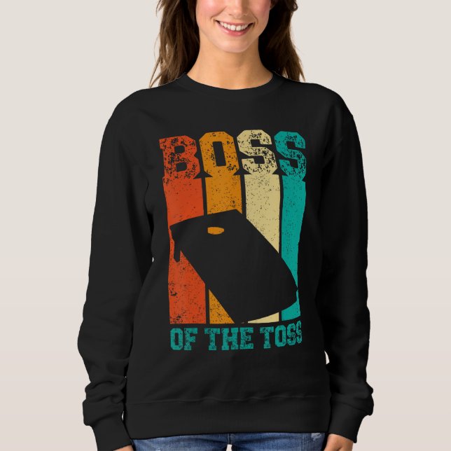 Sudadera Cornhole Divertido Retro Jefe del Lanzamiento (Anverso)