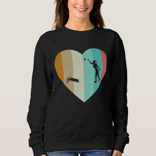 Sudadera Cornhole Retro Heart Women Girl Cornhole (Anverso)