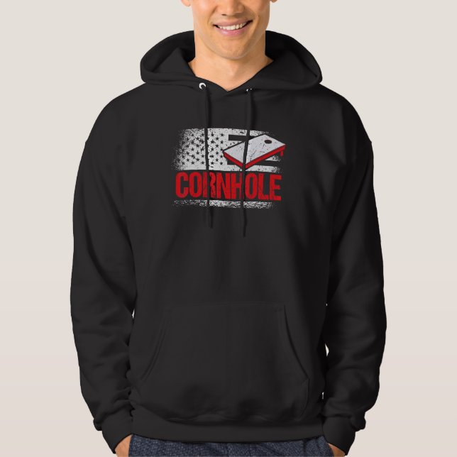 Sudadera Cornhole Torneo Cornstar Hole Rojo Blanco (Anverso)
