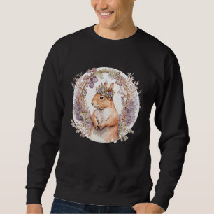 Sudadera Corona De Flores De Ardilla Linda Estética Boho An