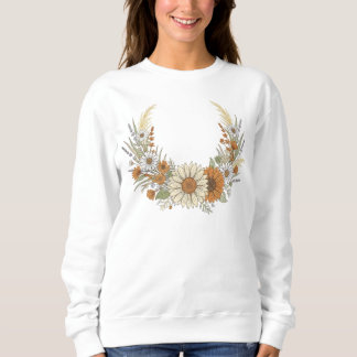 Sudadera Corona de girasoles y margaritas de otoño boho con