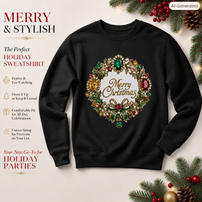 Sudadera Corona de Navidad Adornada con Joyas de Lujo Fiest (Subido por el creador)
