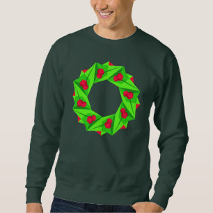 Sudadera Corona de Navidad Geométrica de Origami Festivo