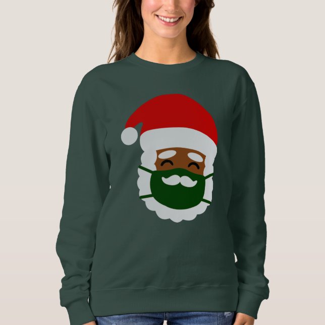 Sudadera coronavirus máscara facial negro santa navidades (Anverso)