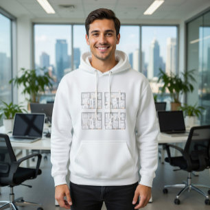 Sudadera corporativa con plano técnico