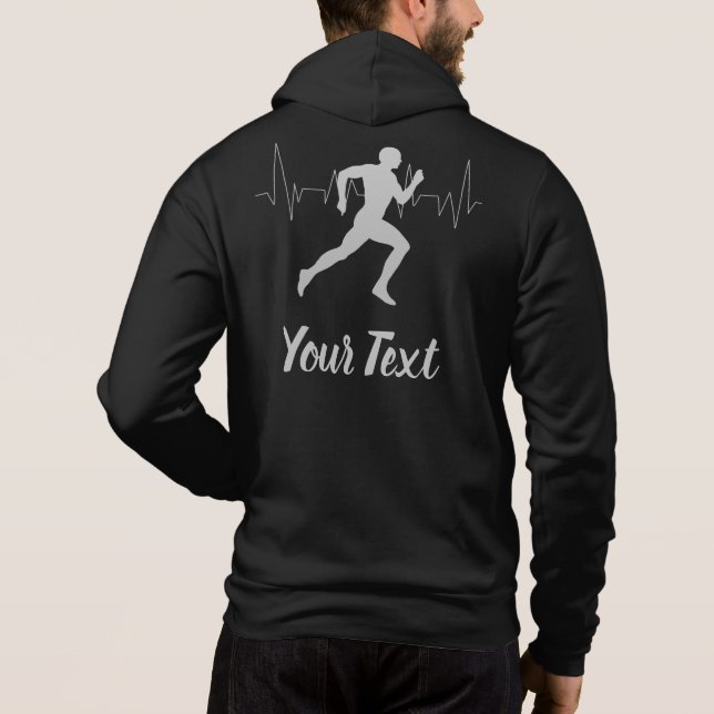 Sudadera Corredor de latidos de corazón negro personalizado (Reverso)