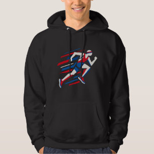 Sudadera Corredores abstractos rojo blanco azul carrera geo
