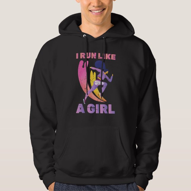 Sudadera Corriendo - A Un Chica Le Gusta Correr - Maratón - (Anverso)