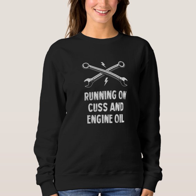 Sudadera Corriendo con palabrotas y aceite de motor Mecánic (Anverso)