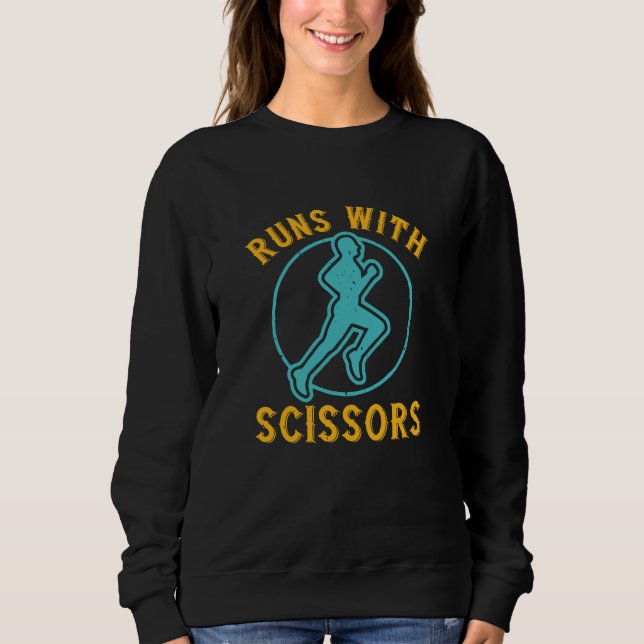 Sudadera Corriendo - Corre con tijeras (Anverso)