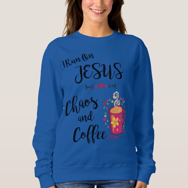 Sudadera Corro con Jesús, caos y café (Anverso)