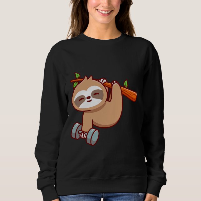 Sudadera Corte Sloth Holding Dumbbell (Anverso)