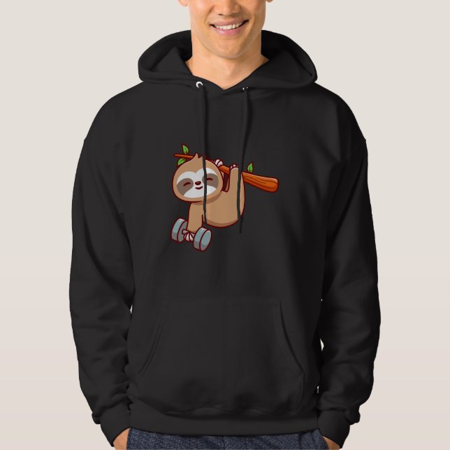 Sudadera Corte Sloth Holding Dumbbell (Anverso)