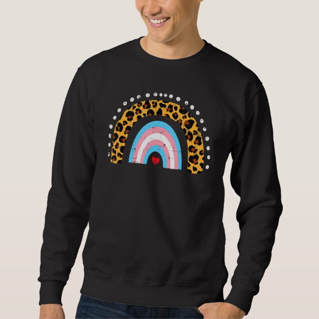 Sudadera Cosas Del Orgullo Trans Lgbt De Leopard De Bandera (Anverso)