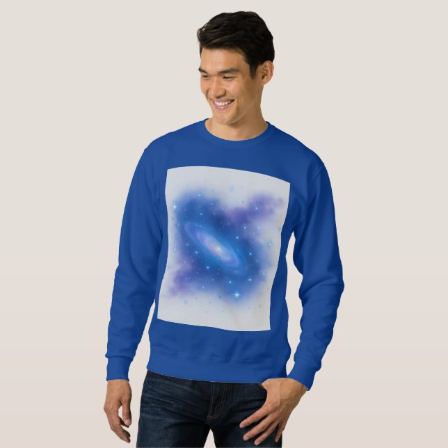 Sudadera Cosmic Blue Galaxy Art Sweatshirt on White Backgro (Anverso completo)