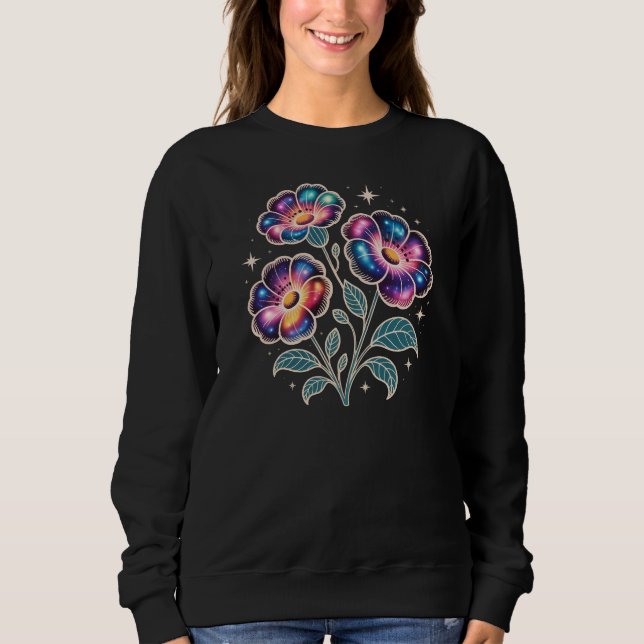 Sudadera Cosmic Galaxy Floral Women's Sweatshirt (Anverso)