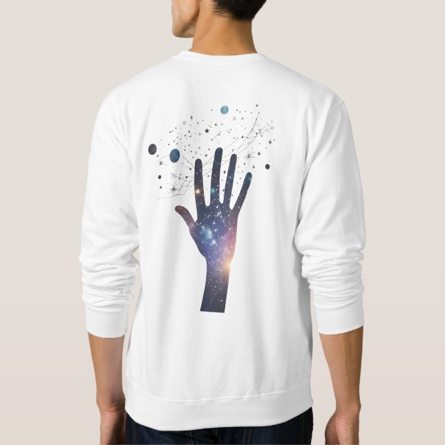 Sudadera Cosmic Hand in Starry Galaxy – Surreal Spiritual S (Reverso)