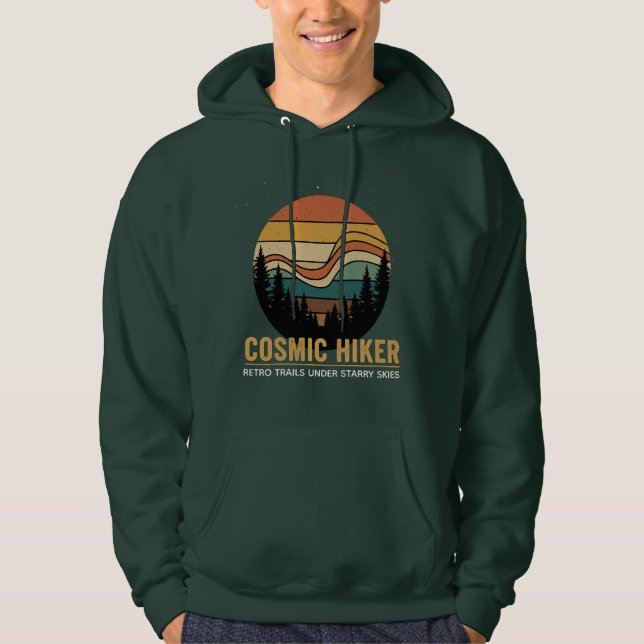 Sudadera Cosmic Hiker Retro 70s Sunset Space Forest Stars (Anverso)