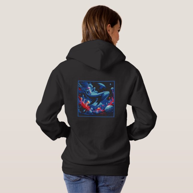 Sudadera Cosmic Whale Adventure – Vibrant Underwater Fantas (Reverso completo)