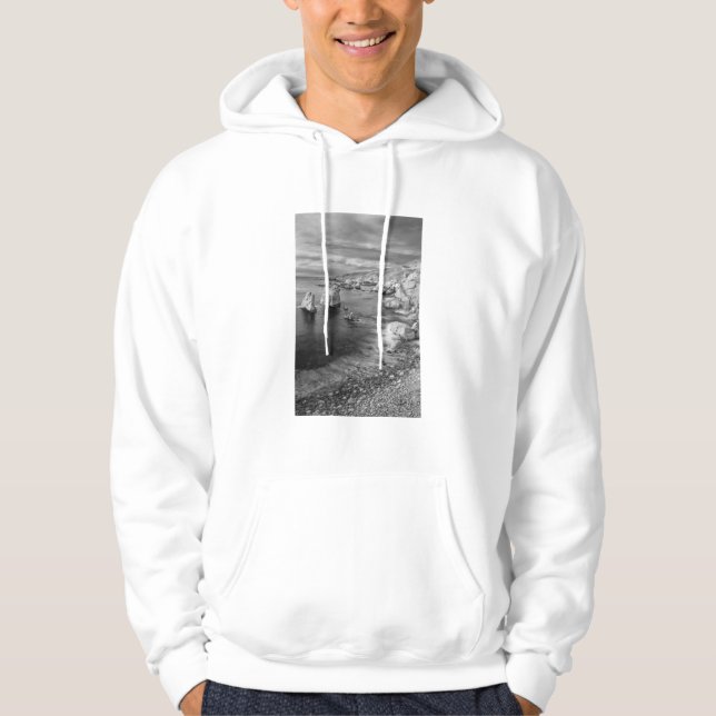 Sudadera Costa de la playa en B&W, California (Anverso)