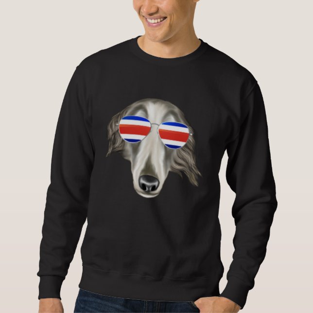 Sudadera Costa Rica Flag Borzoi Dog Tico Pocket (Anverso)