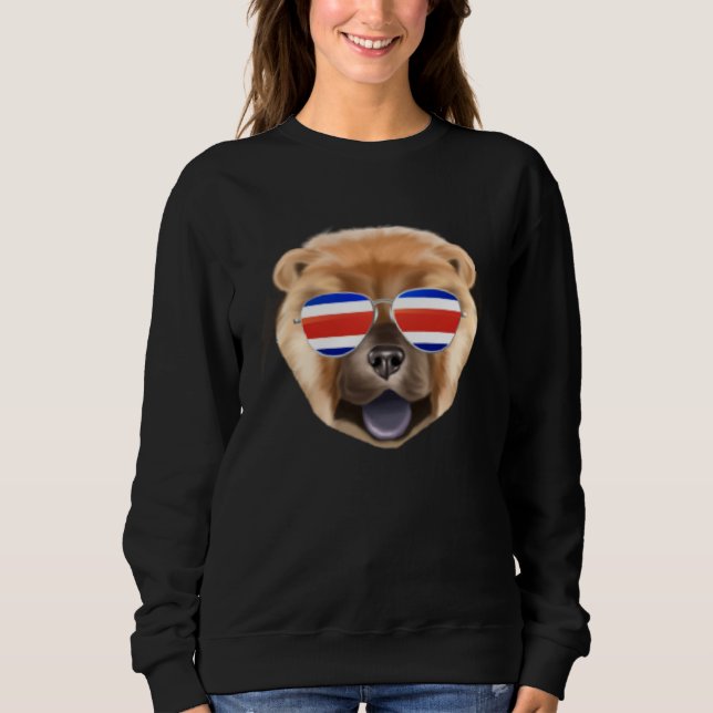 Sudadera Costa Rica Flag Chow Chow Dog Tico Pocket (Anverso)