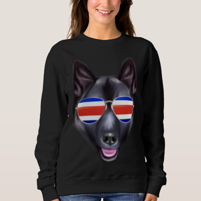 Sudadera Costa Rica Flag Norwegian Elkhound Dog Tico Pocket (Anverso)