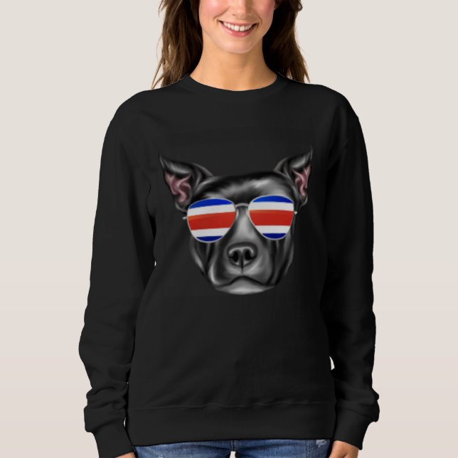 Sudadera Costa Rica Flag Staffordshire Bull Terrier Dog Tic (Anverso)