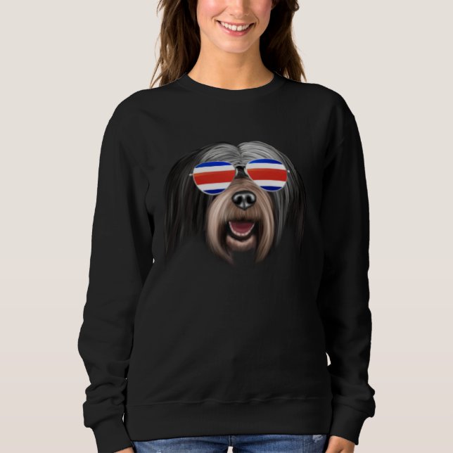 Sudadera Costa Rica Flag Tibetan Terrier Dog Tico Pocket (Anverso)