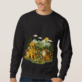 Sudadera Cottagecore Perro y Gato Mejores Amigos Flor Silve