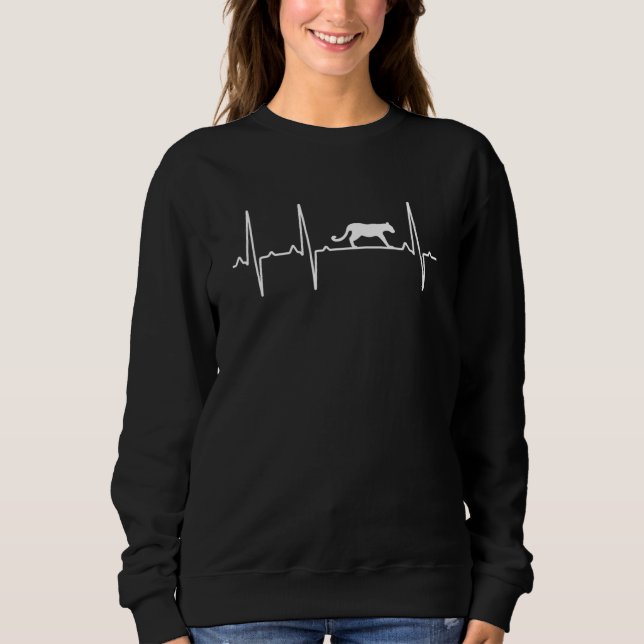 Sudadera Cougar Heartbeat Para Hombres Mujeres Puma Animal (Anverso)