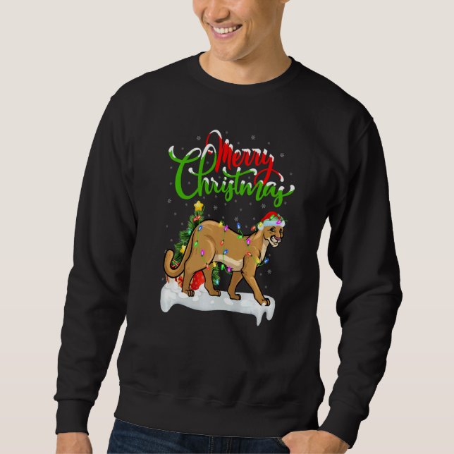 Sudadera Cougar  Xmas Decorations Santa Cougar Christmas (Anverso)