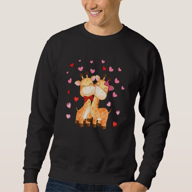 Sudadera Couple Giraffes Valentine's Hearts Matching Family (Anverso)