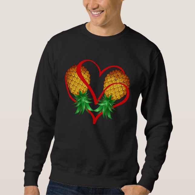 Sudadera Couple Swinger Upside Down Pineapple with Red Hear (Anverso)
