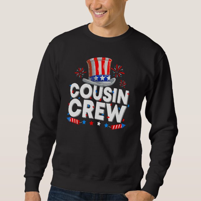 Sudadera Cousin Crew Happy 4th Of July Uncle Sam Hat US Ame (Anverso)