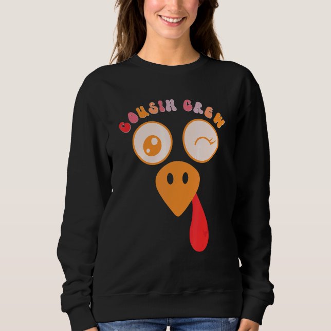 Sudadera Cousin Crew Turkey Cute Family Thanksgiving Pajama (Anverso)