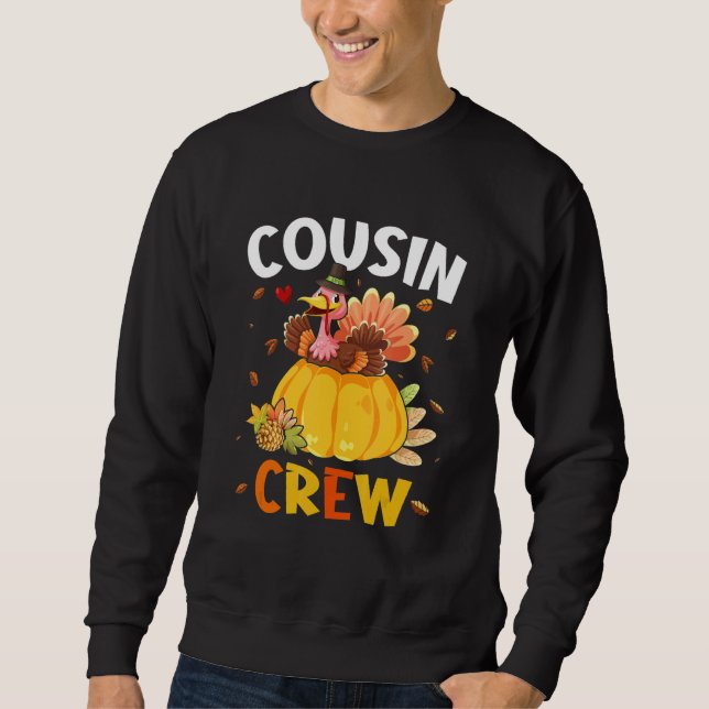 Sudadera Cousin Crew Turkey Family Matching Thanksgiving Da (Anverso)