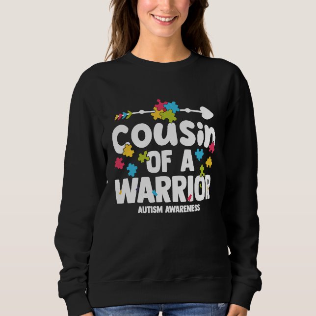 Sudadera Cousin of a Warriors Autism Family Puzzle Awarenes (Anverso)