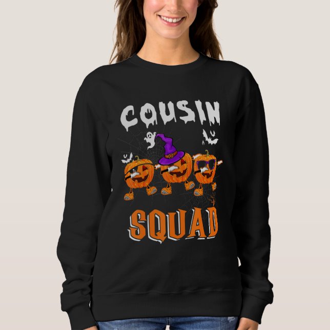 Sudadera Cousin Squad Halloween Three Dabbing Scary Pumpkin (Anverso)