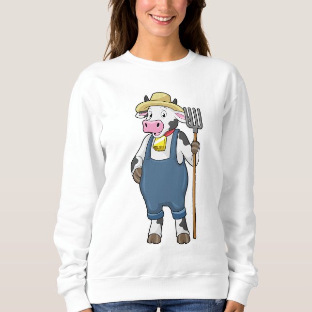 Sudadera Cow as Farmer with Pitchfork (Anverso)