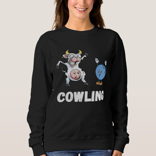 Sudadera Cow Bowling Ball Bowler Strike Bowling Pin Funny B (Anverso)