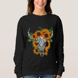 Sudadera Cow Bull Skull Sunflower Trastornado