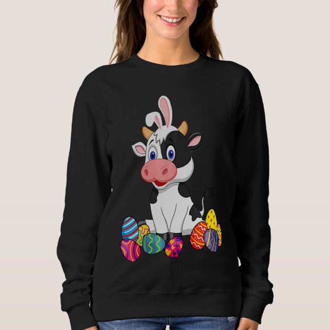 Sudadera Cow Bunny Ear With Egg Easter Easter Day Classic (Anverso)
