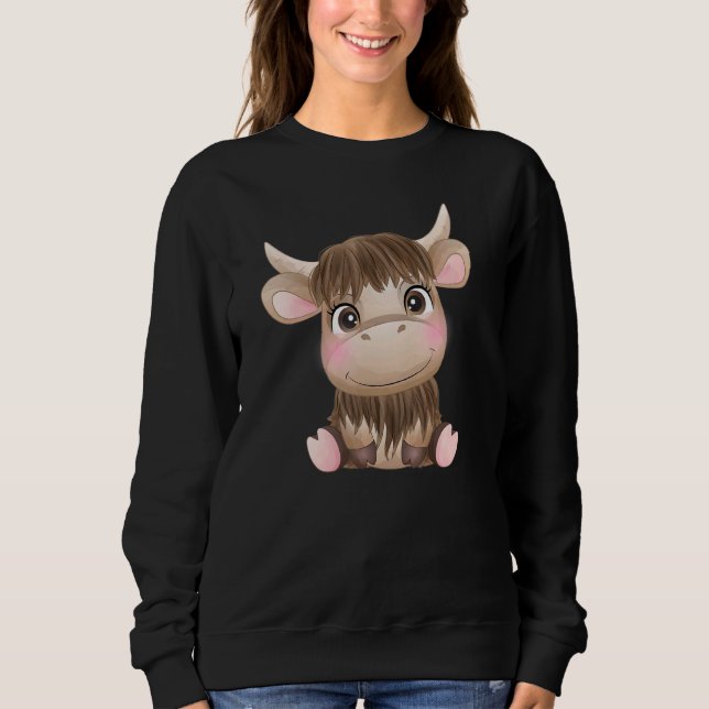 Sudadera Cow Cute Cow Cow, bebé de Escocia (Anverso)