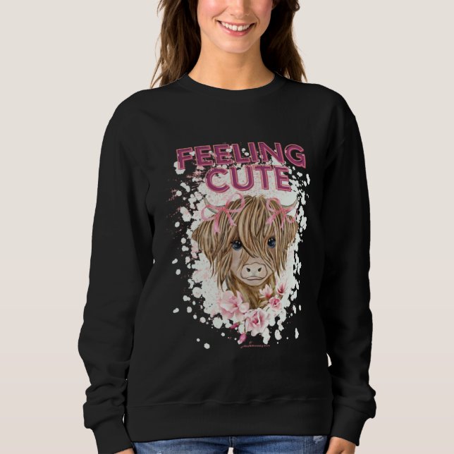 SUDADERA COW  FOR WOMEN GIRLS HIGHLAND COW FEELING CUTE BOH (Anverso)