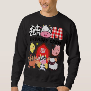 Sudadera Cow Mom Birthday Crew Farm Tema Animales Niños Bir